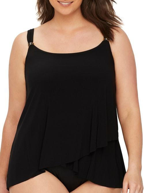 Plus Size Solid Razzle Dazzle Underwire Tankini Top Product Image