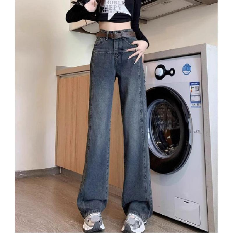 High Rise Washed Wide Leg Jeans Product Image