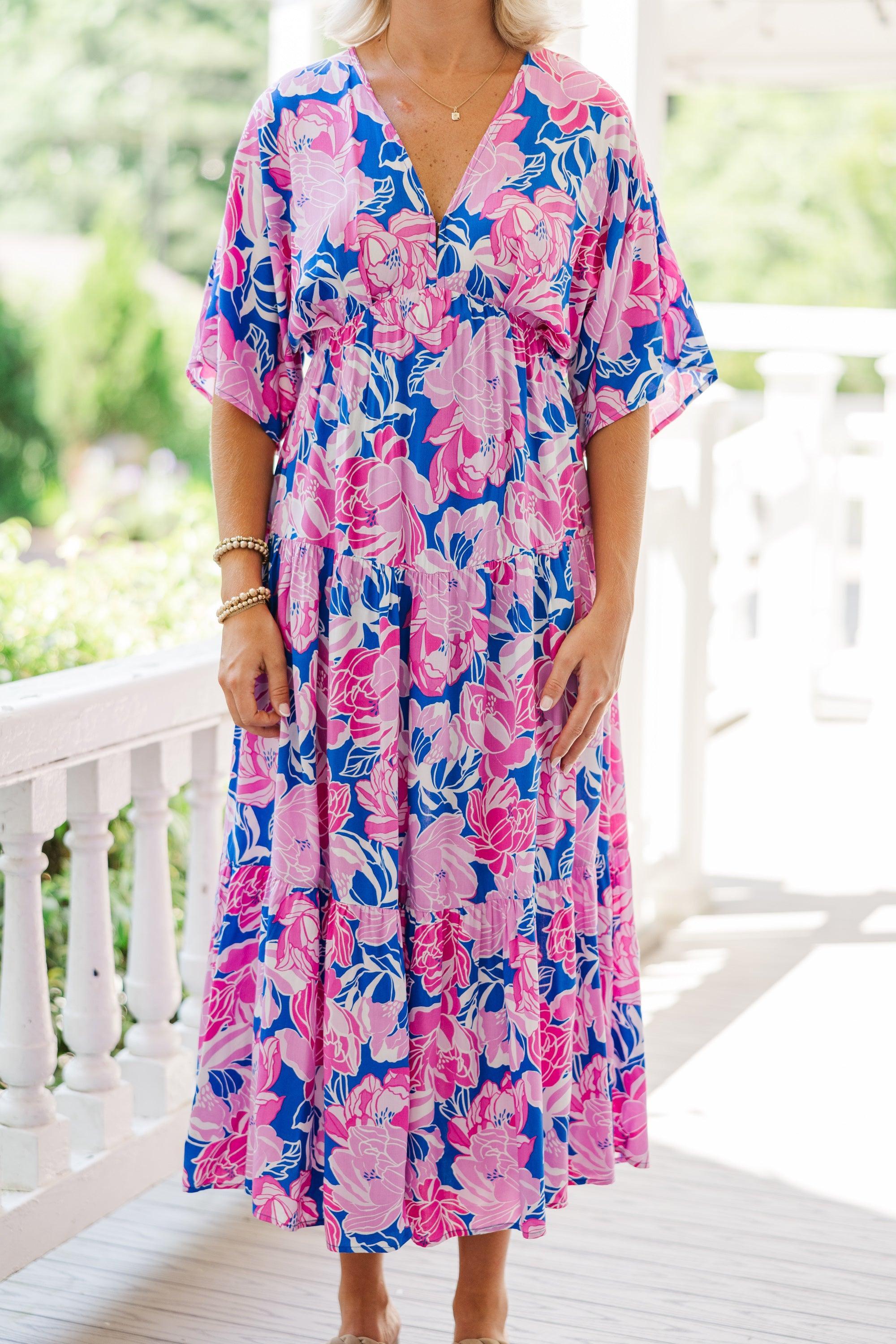 See It Through Royal Blue Floral Maxi Dress Female Product Image