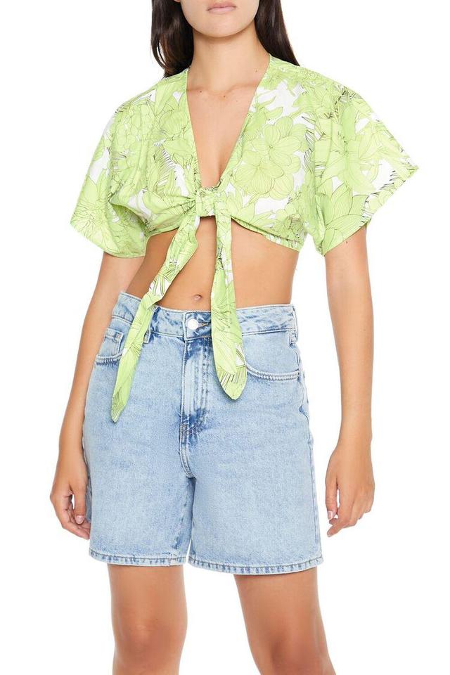 Floral Print Tie-Front Crop Top | Forever 21 Product Image