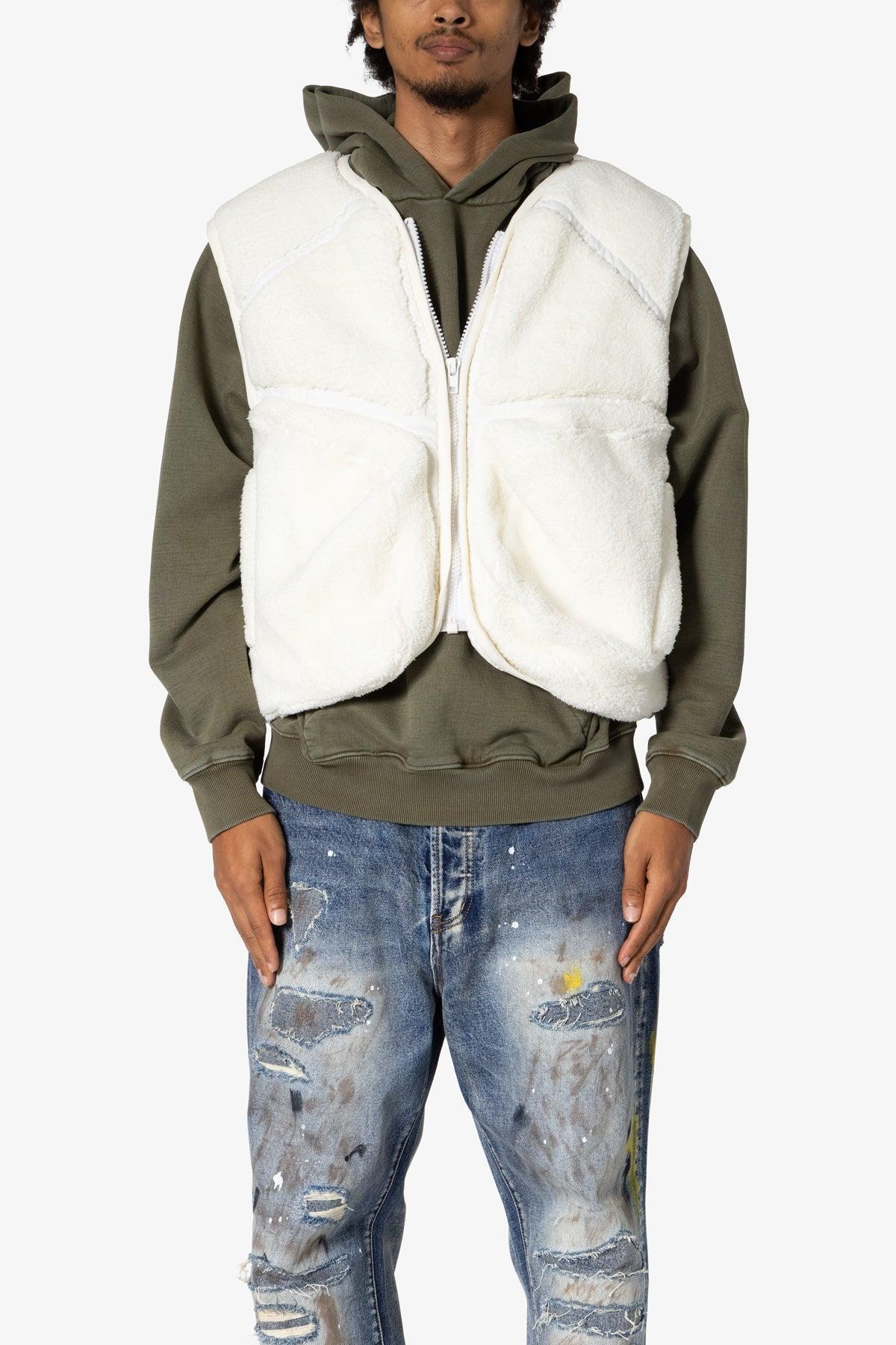 Cropped Tech Sherpa Vest - Cream Product Image