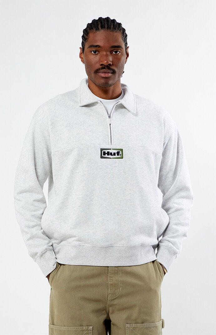 HUF Men's Slate Quarter Zip Fleece Sweatshirt Product Image