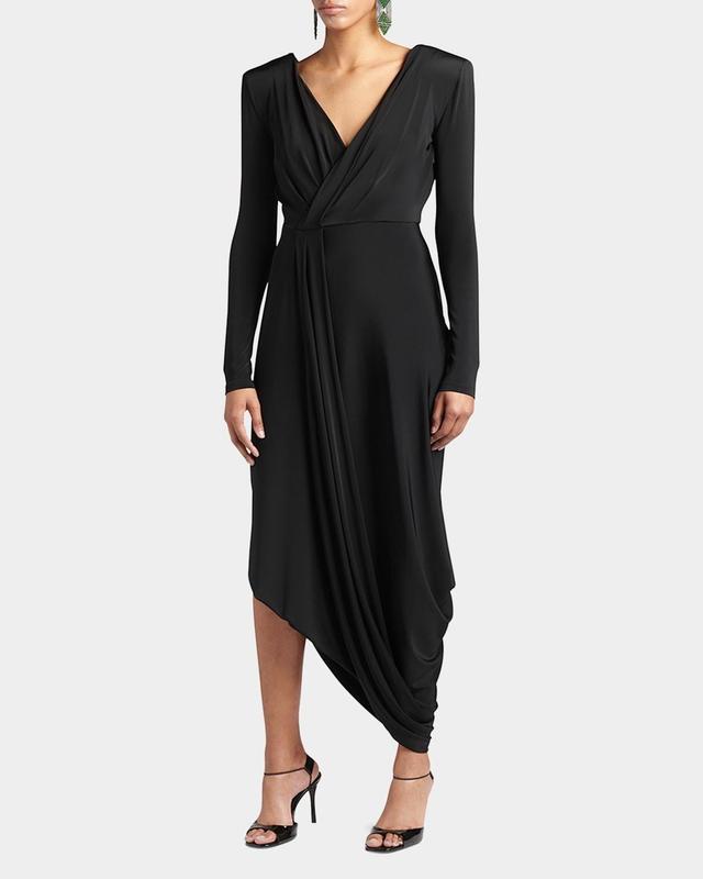 V-Neck Draped Jersey Maxi Dress Product Image