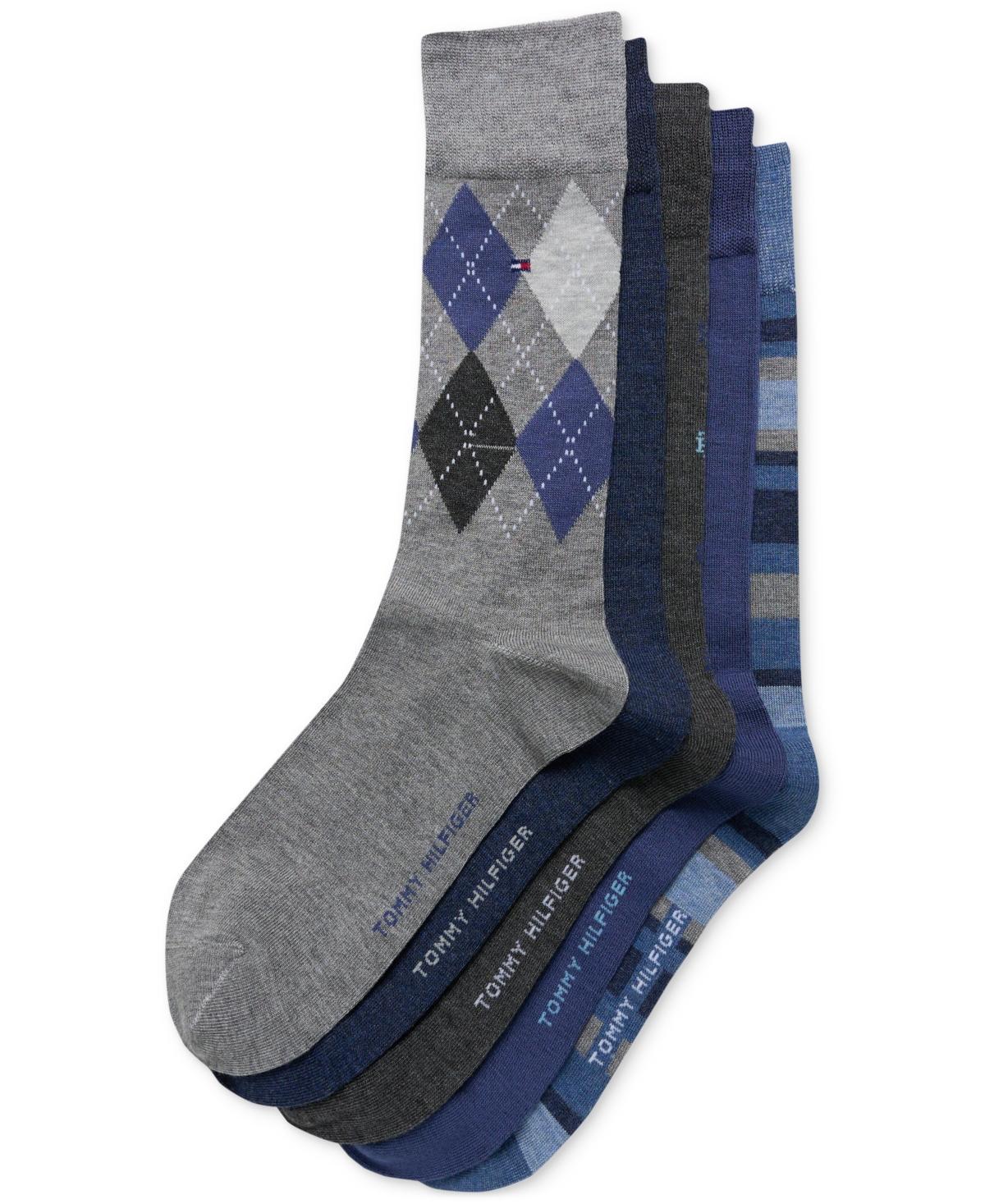 Tommy Hilfiger Mens Crew Length Dress Socks, Assorted Patterns, Pack of 5 Product Image