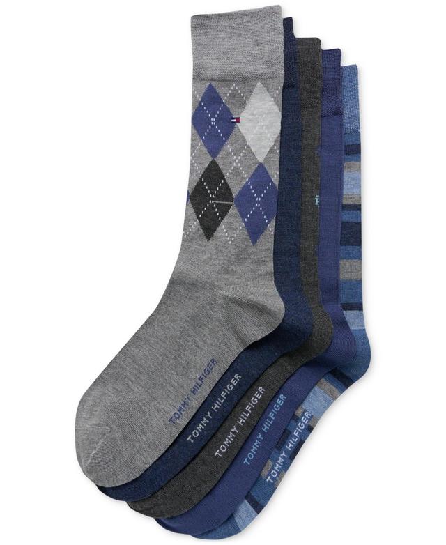 Tommy Hilfiger Mens Crew Length Dress Socks, Assorted Patterns, Pack of 5 Product Image