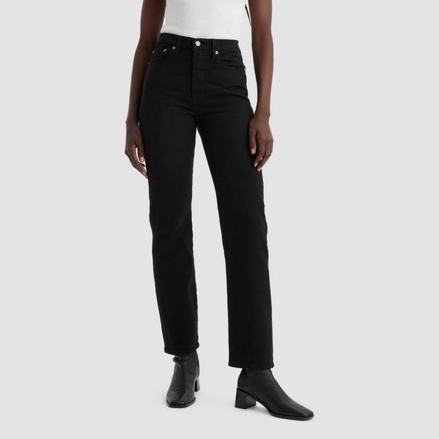 Levis Womens High-Rise Wedgie Straight Cropped Jeans - Soft Black 25 Product Image