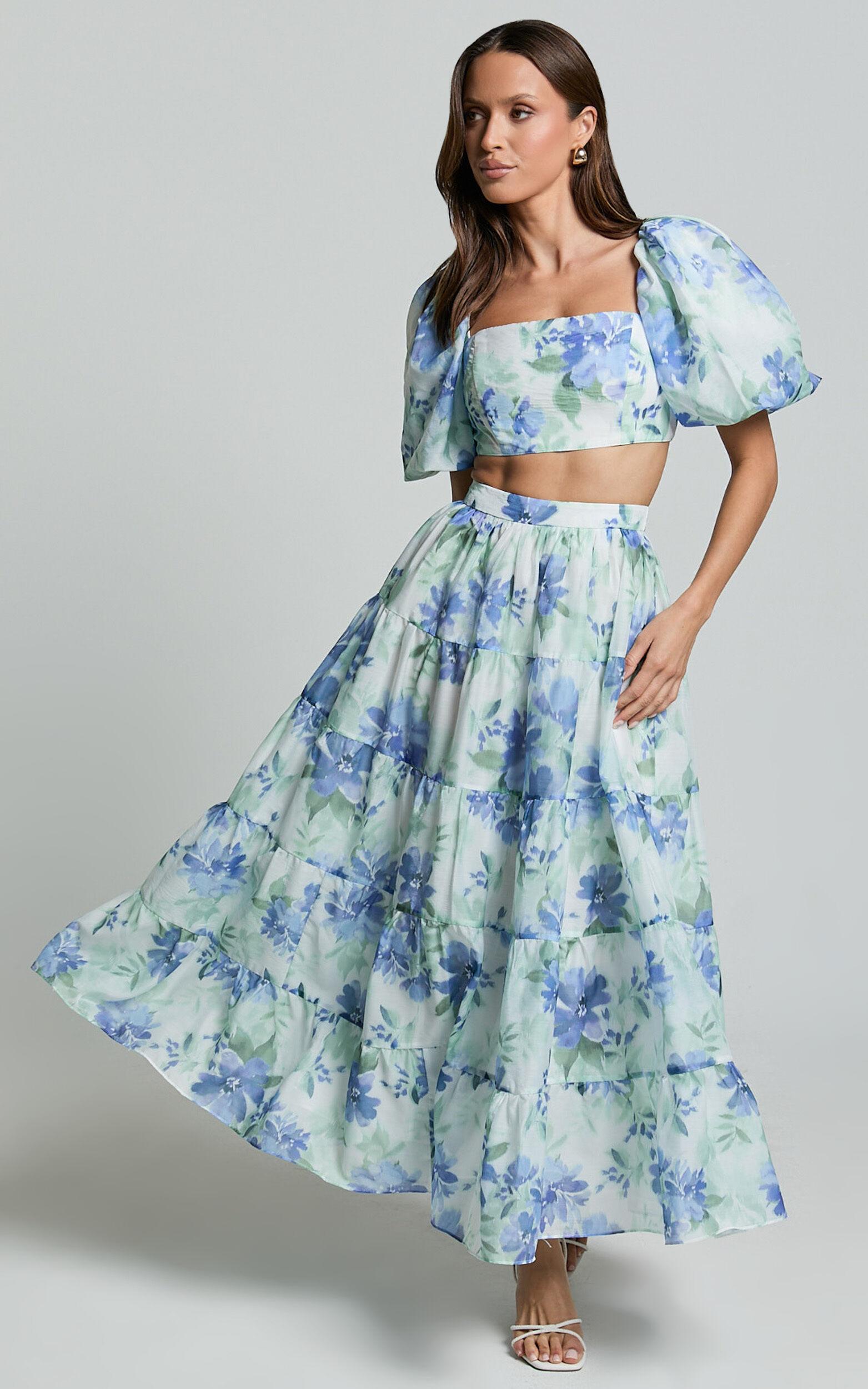 Amalie The Label - Rosa Crop Top and Tiered Maxi Skirt Two Piece Set in Elysian Print Product Image