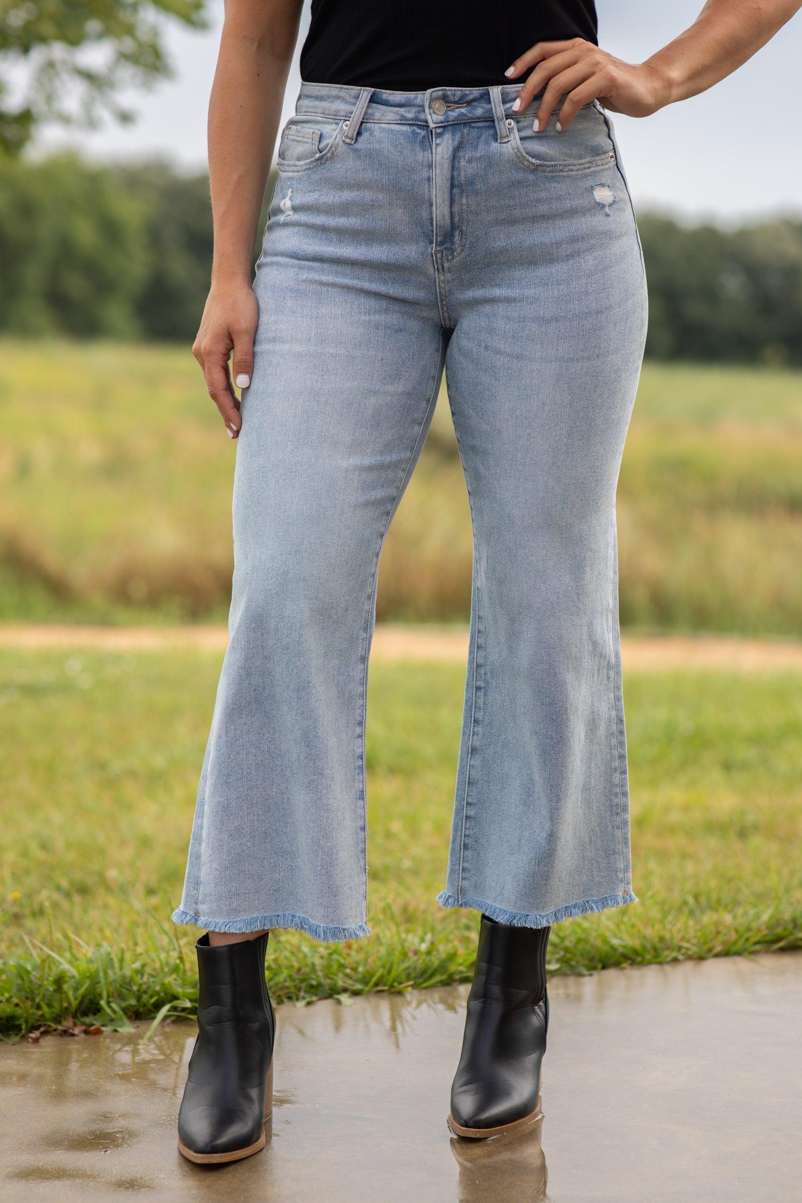 Mica Light Wash High Rise Ankle Wide Leg Jean Product Image