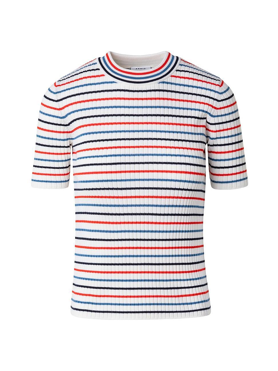 Womens Striped Wool T-Shirt Product Image