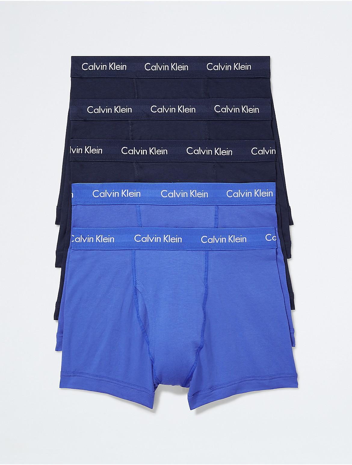 Calvin Klein Mens Cotton Stretch 5-Pack Trunk - Blue - L Product Image