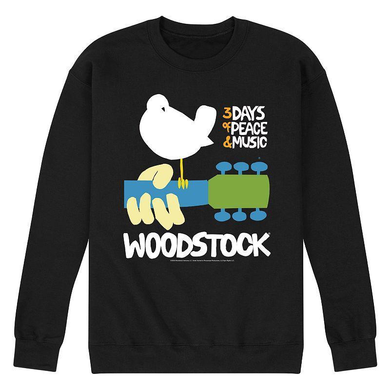 Mens Woodstock Poster Graphic Fleece Black Product Image