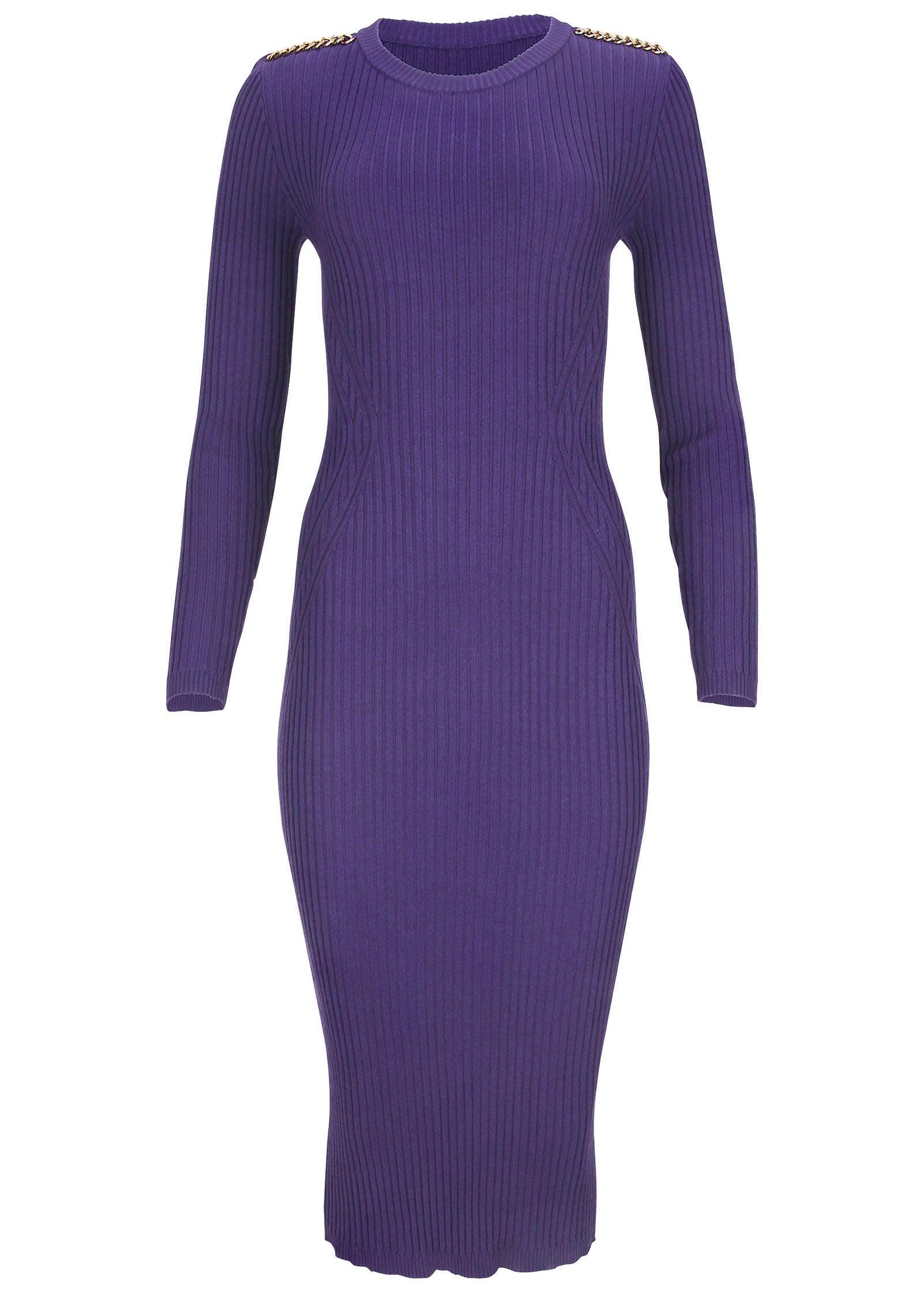 Chain Detail Sweater Dress - Deep Blue Product Image