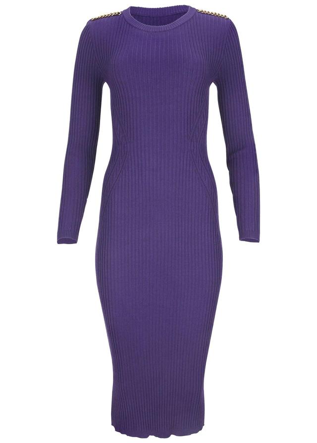 Chain Detail Sweater Dress - Deep Blue Product Image