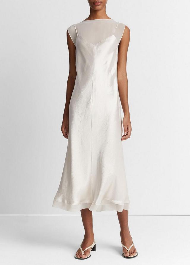 Chiffon-Layered Satin Slip Dress Product Image