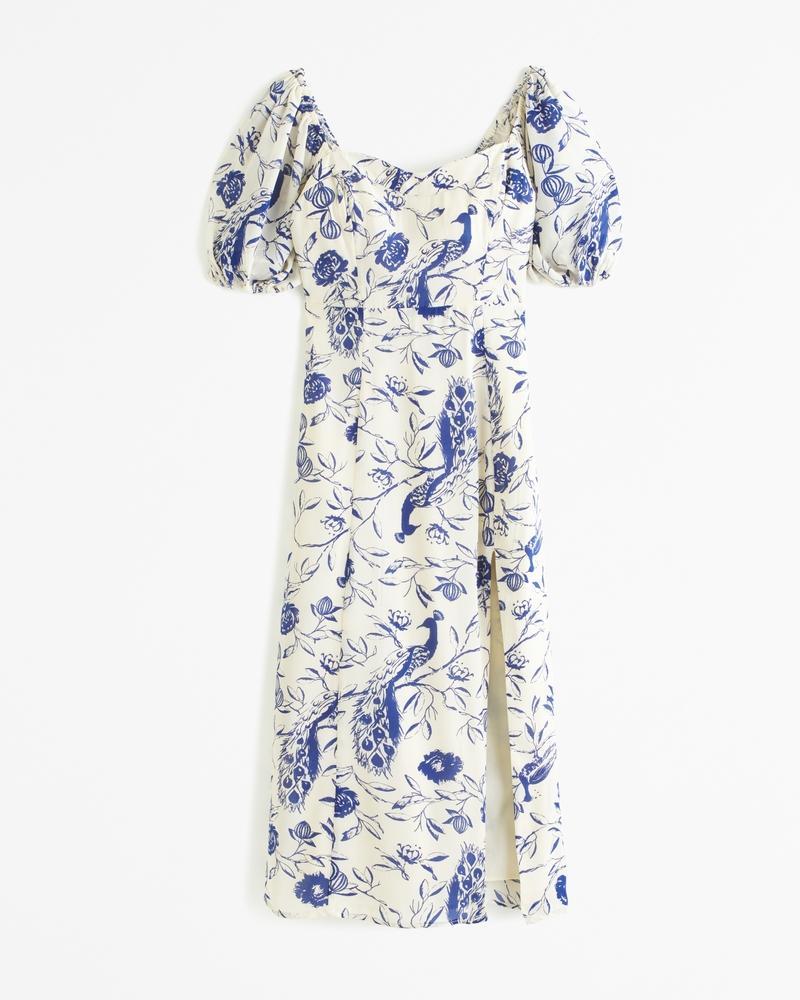 The A&F Camille Puff Sleeve Midi Dress Product Image