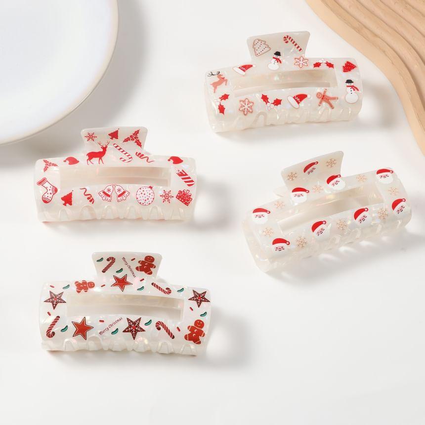 Christmas Pattern Printed PVC Hair Claw Clips (Various Designs) Product Image