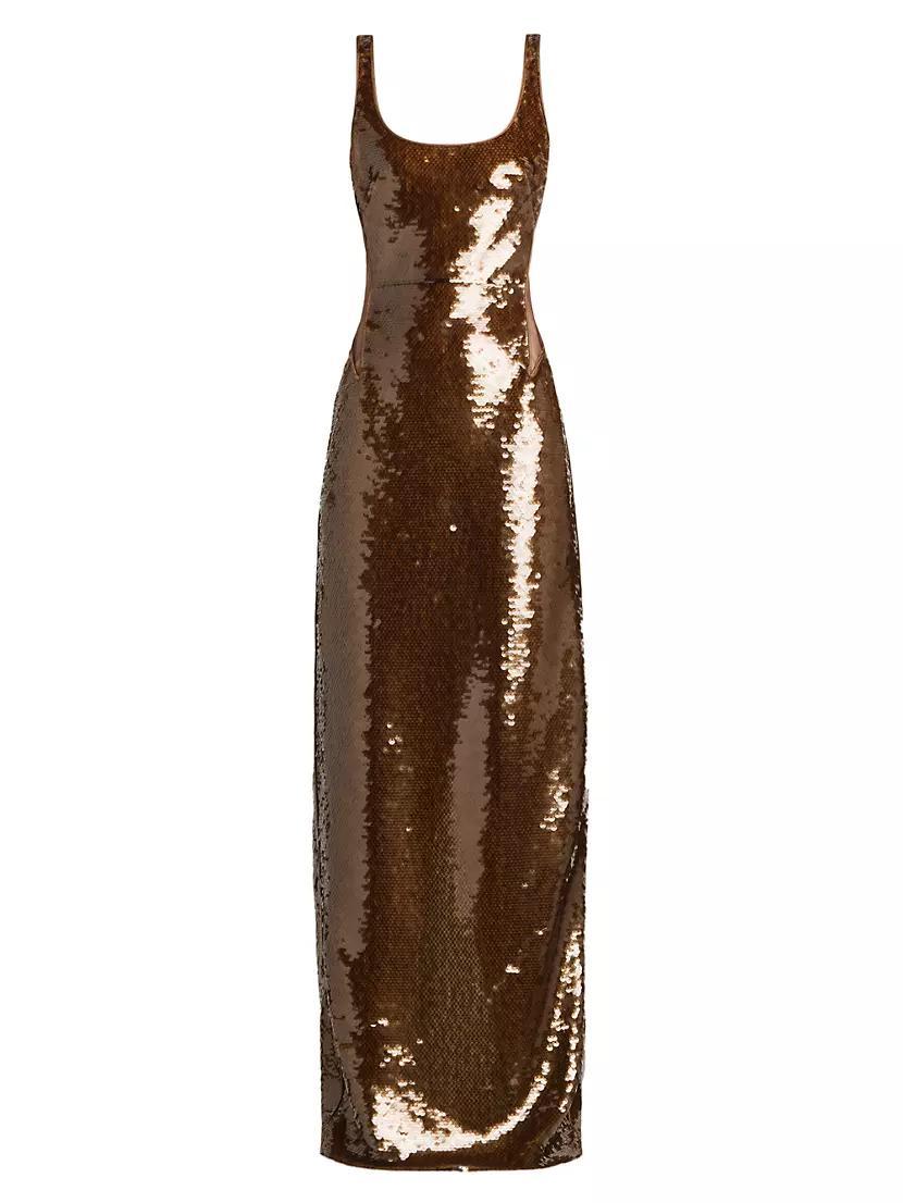 Sequined Scoopneck Gown Product Image