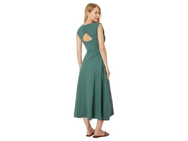 PACT Fit Flare Cap Sleeve Midi Dress (Dark Forest) Women's Dress Product Image