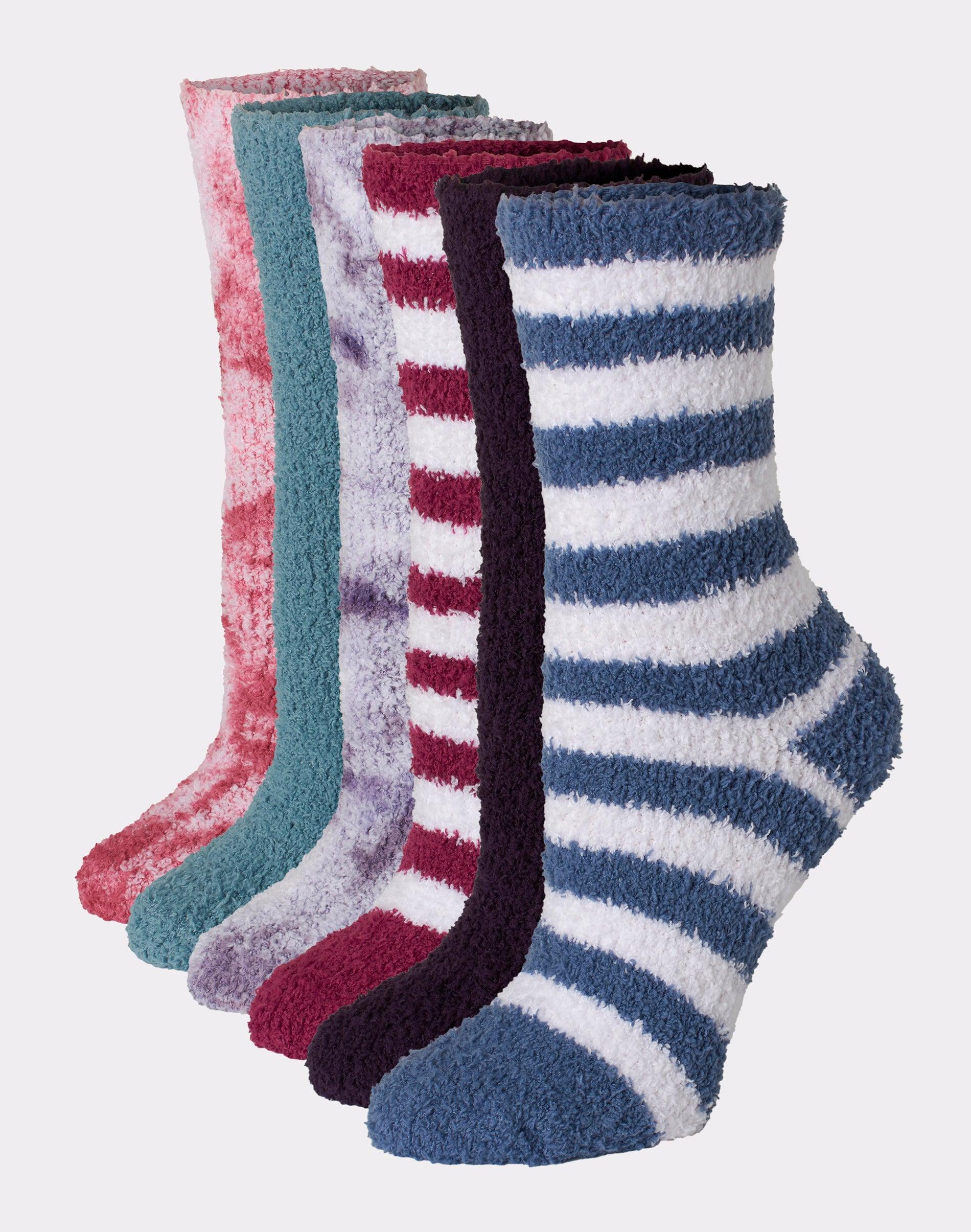 Hanes Womens Cozy Crew Socks, 6-Pairs Ath Stripe/Tie Dye/Solid Asst 5-9 Product Image