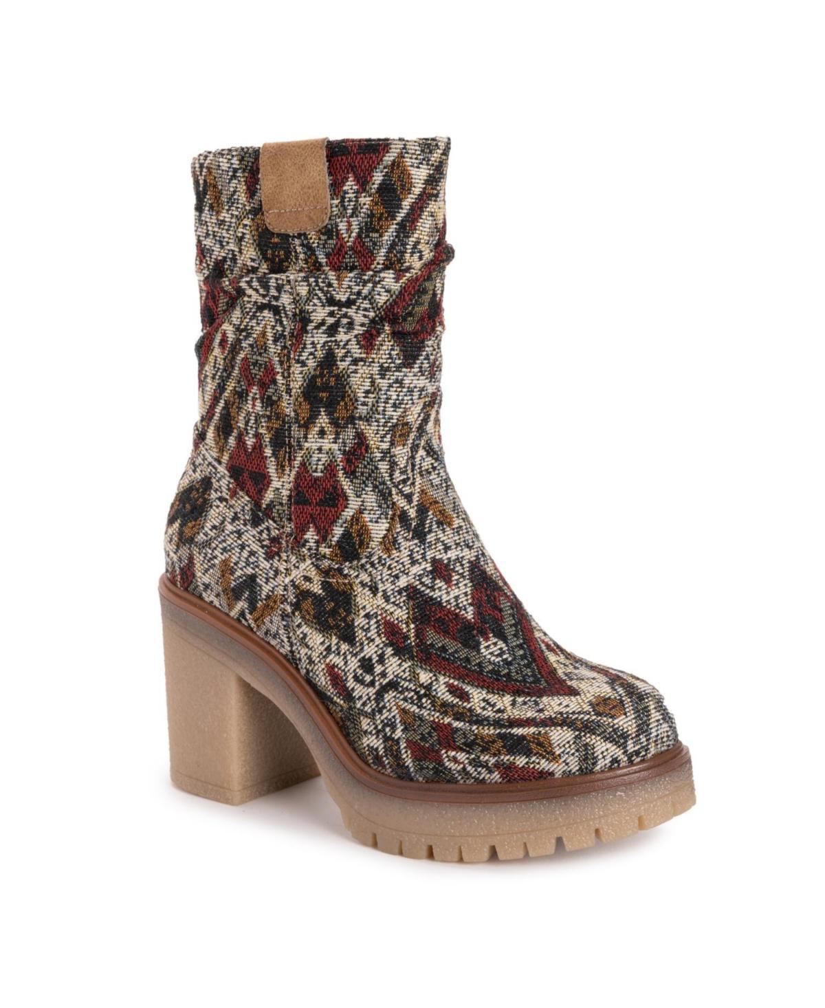 MUK LUKS Riser Pop Womens Heeled Ankle Boots Product Image