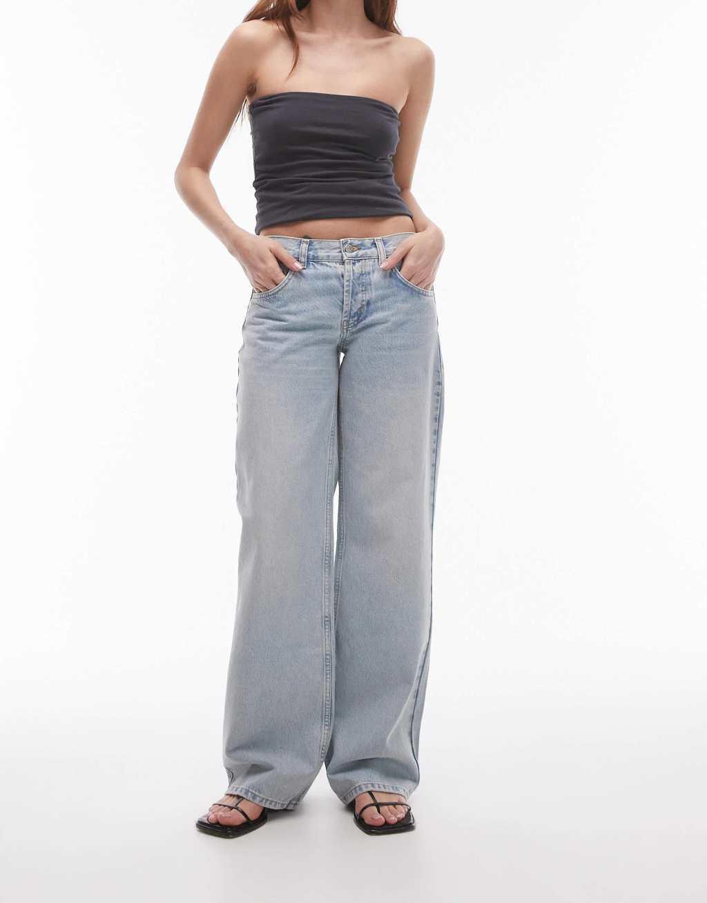 Topshop Ember low rise wide leg jeans in bleach product image