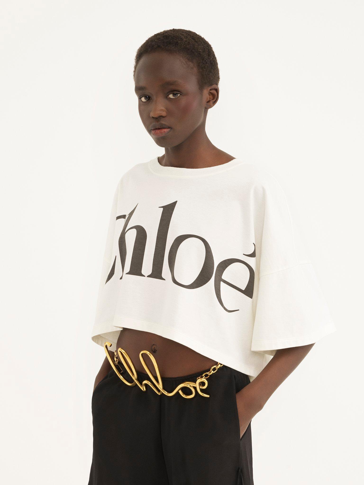 Cropped boxy logo T-shirt in cotton jersey Product Image