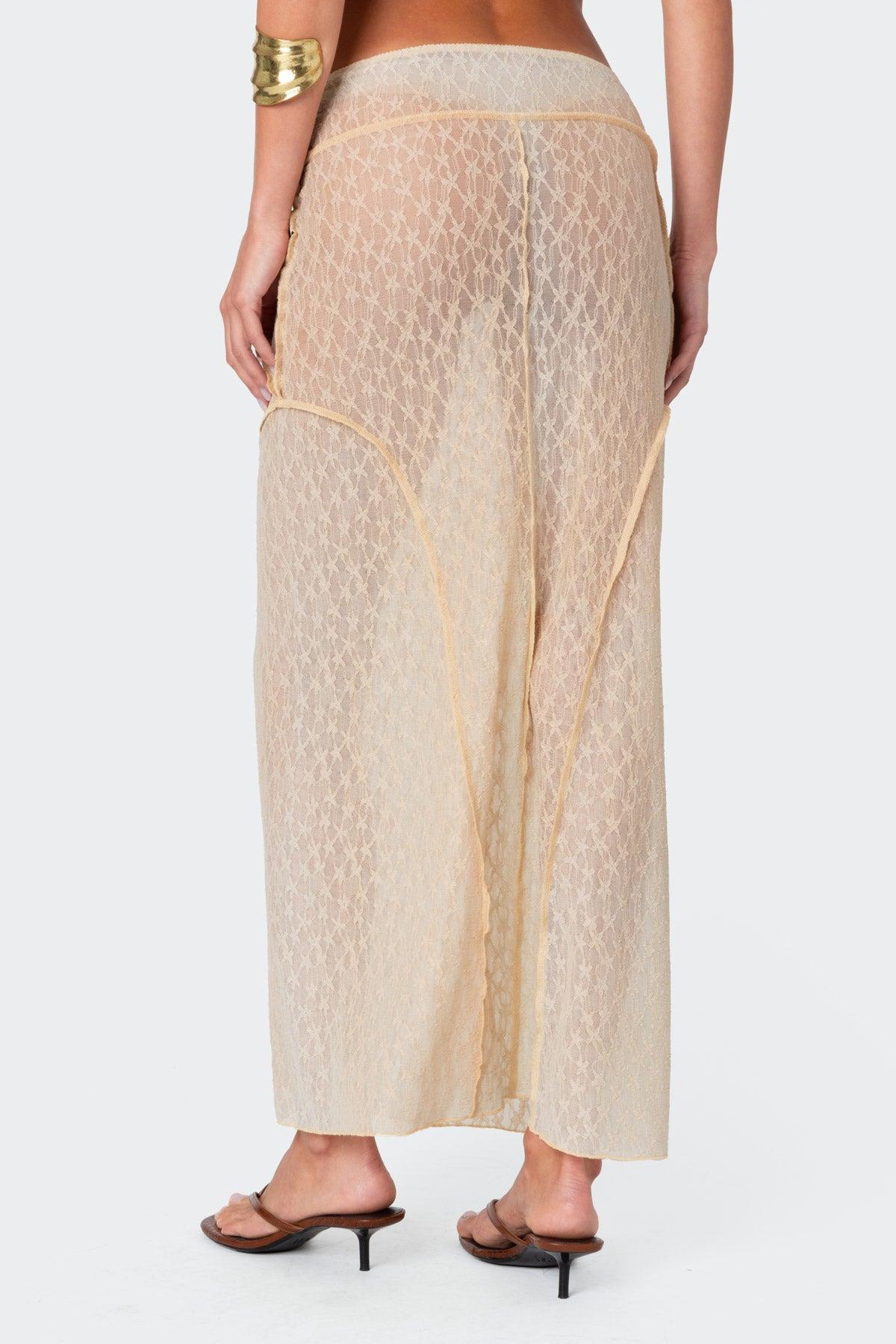 Inside Out Sheer Lace Maxi Skirt Product Image