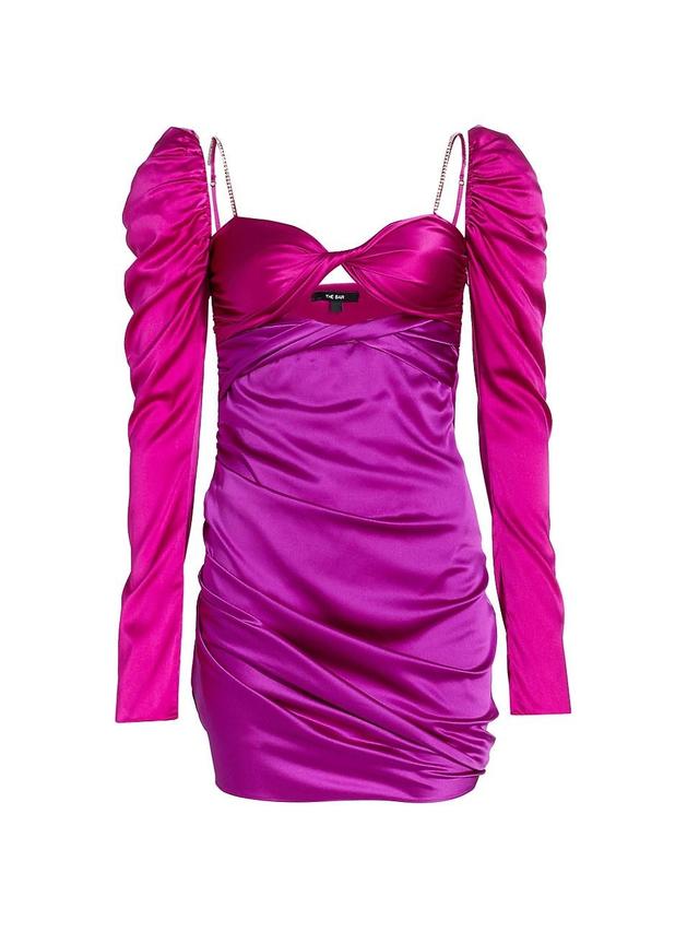 Womens Two-Tone Silk Satin Twist-Front Minidress Product Image