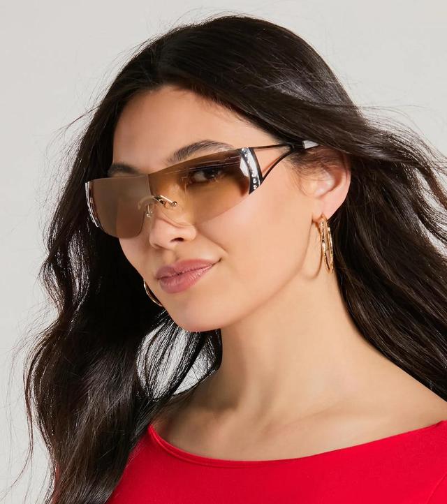 The Vibe Rhinestone Star Clear Shield Sunglasses Product Image