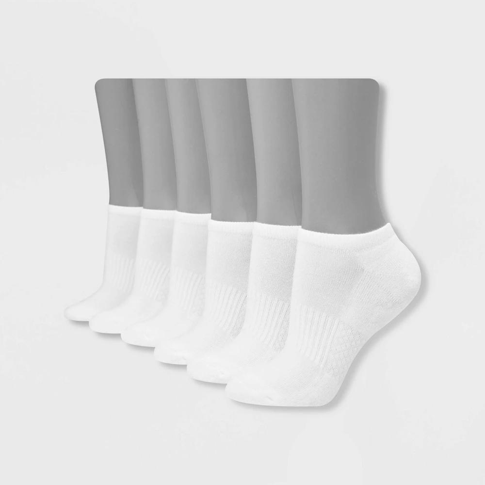 Hanes Womens Performance Cushioned No Show Socks, 6-Pack Black w/Marle 5-9 Product Image