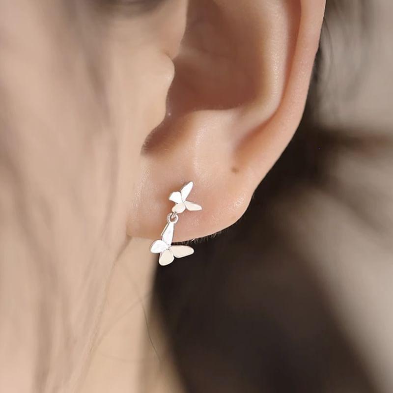 925 Sterling Silver Butterfly Drop Earring Product Image