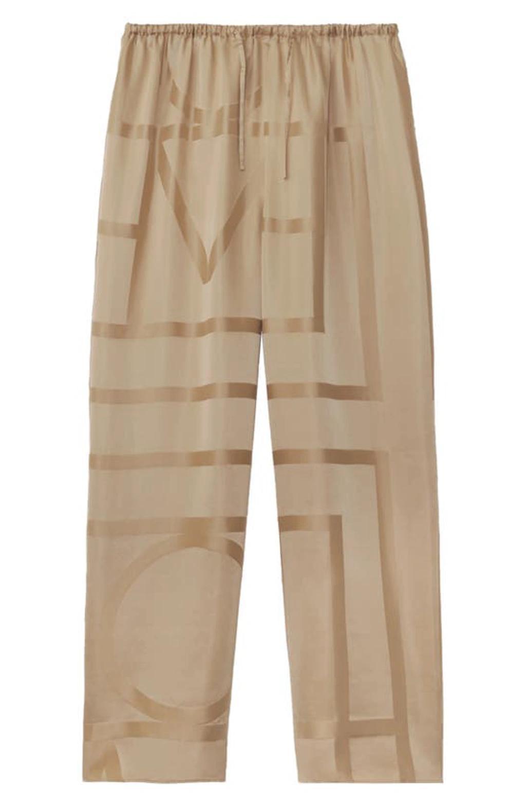 Beige Silk Monogram Pj Lounge Pants In Ivory Monogram Product Image