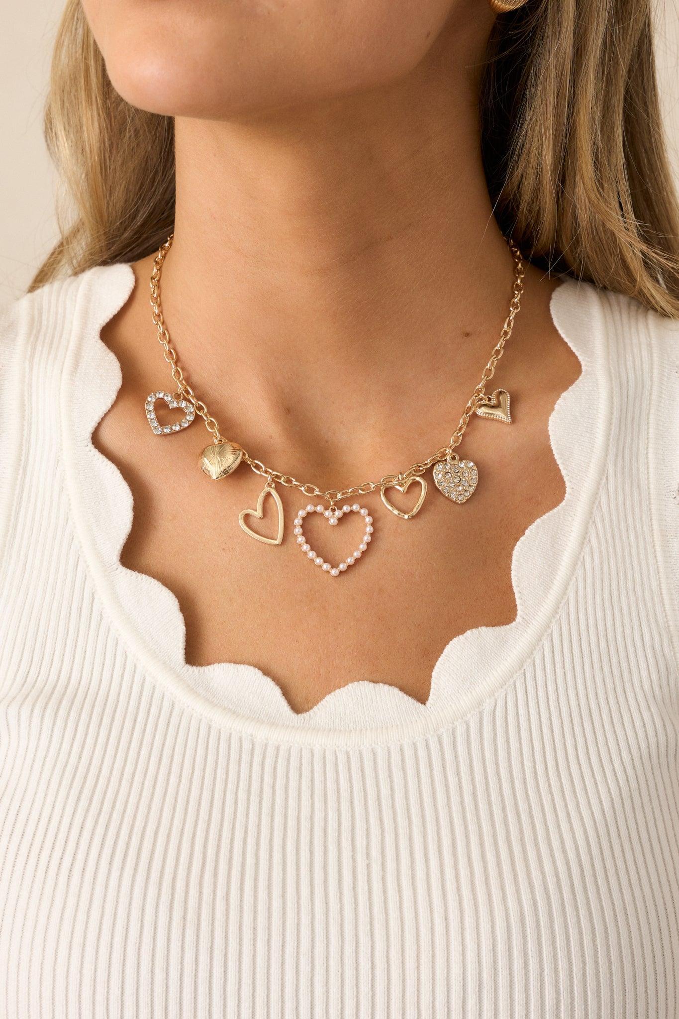 Glistening Heart Gold Heart Charm Necklace Product Image