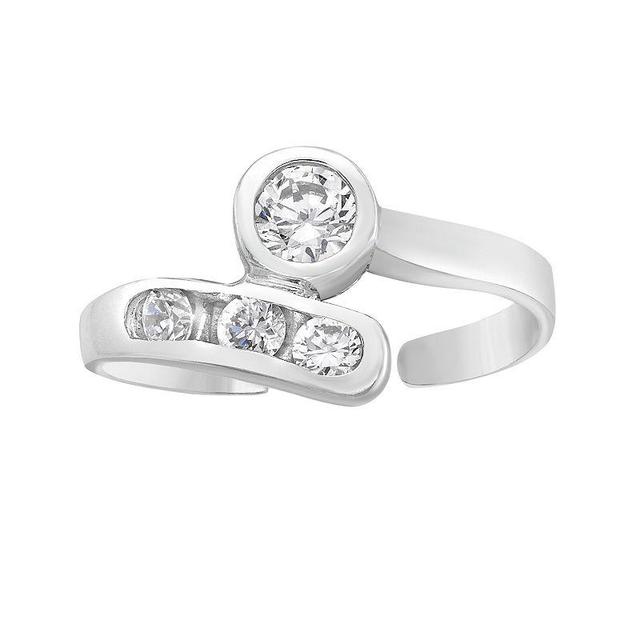 Lila Moon 10k White Gold Cubic Zirconia Adjustable Toe Ring, Womens Product Image