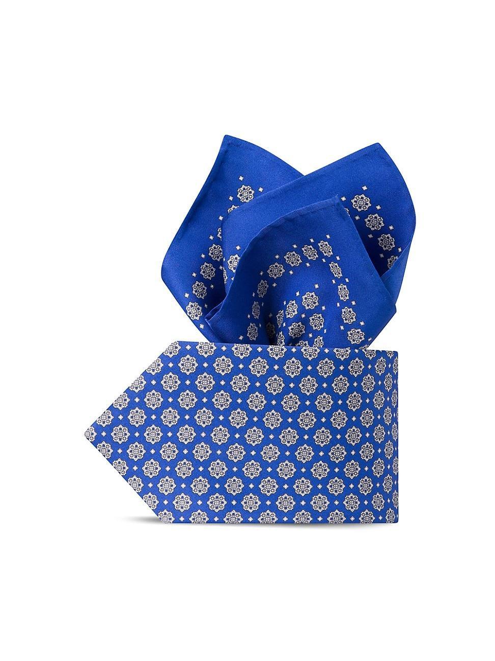 Mens Hand Printed Silk Tie Set Product Image