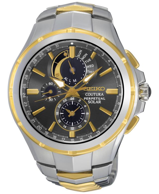 Seiko Mens Coutura Perpetual Solar Alarm Quartz Chronograph Two Tone Bracelet Watch Product Image