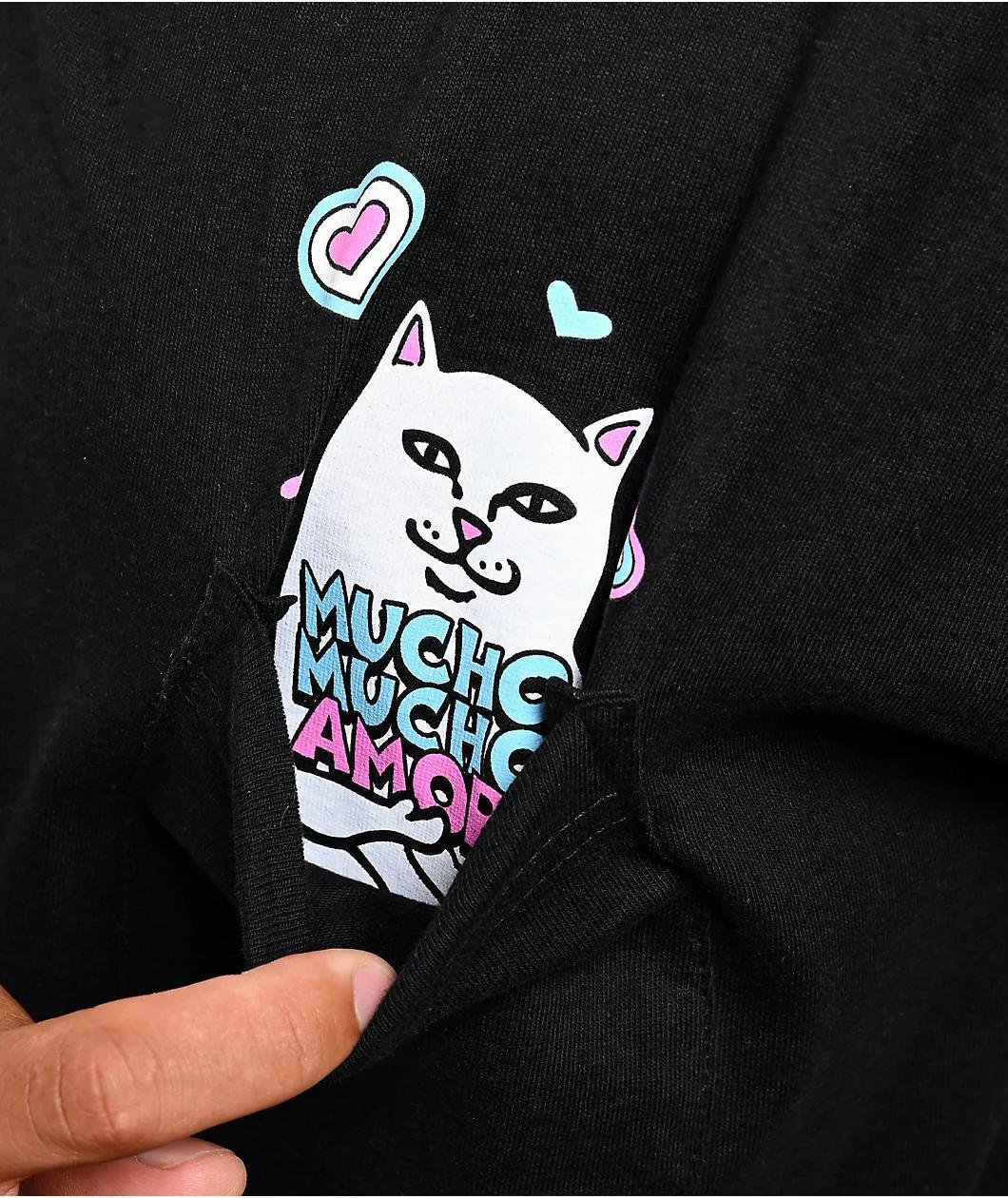 RIPNDIP x Walter Mercado Lord Nermal Mucho Mucho Amor Black Pocket T-Shirt Product Image