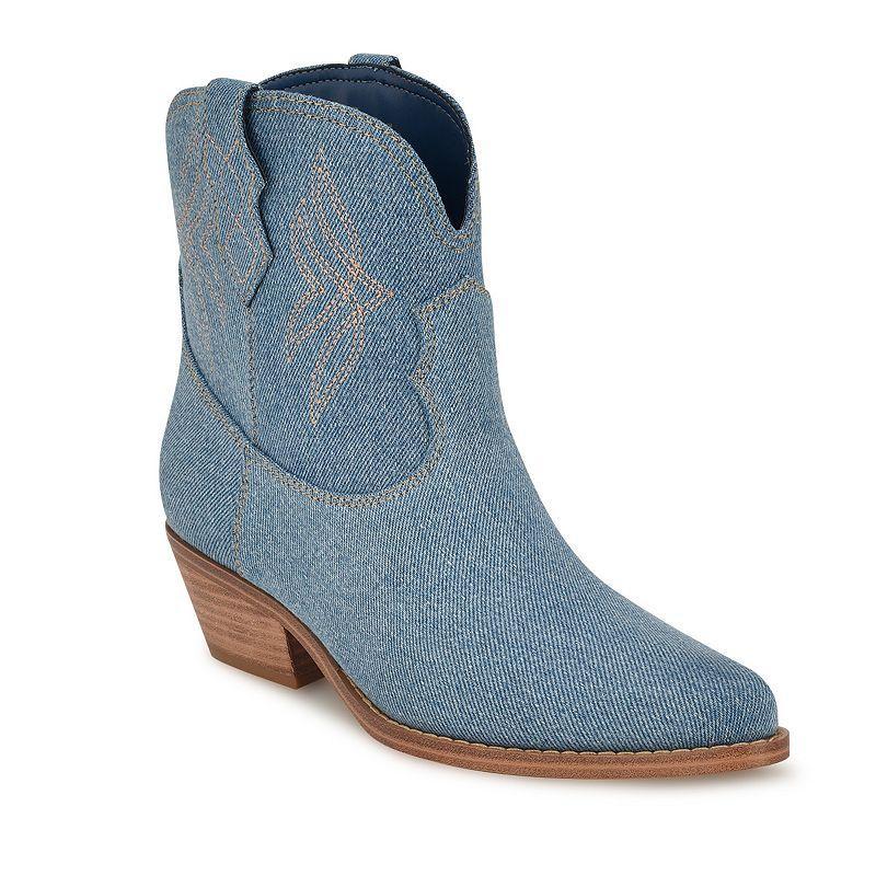 Nine West Texen Womens Western Ankle Boots Blue Blue Product Image