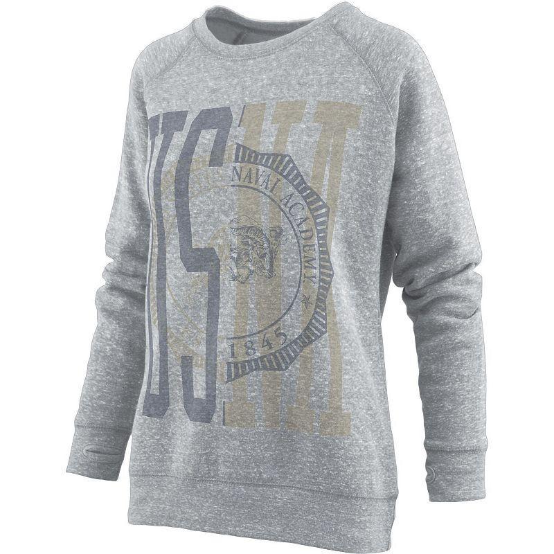 Womens Pressbox Heather Gray Navy Midshipmen Knobi Raglan Pullover Sweatshirt Product Image