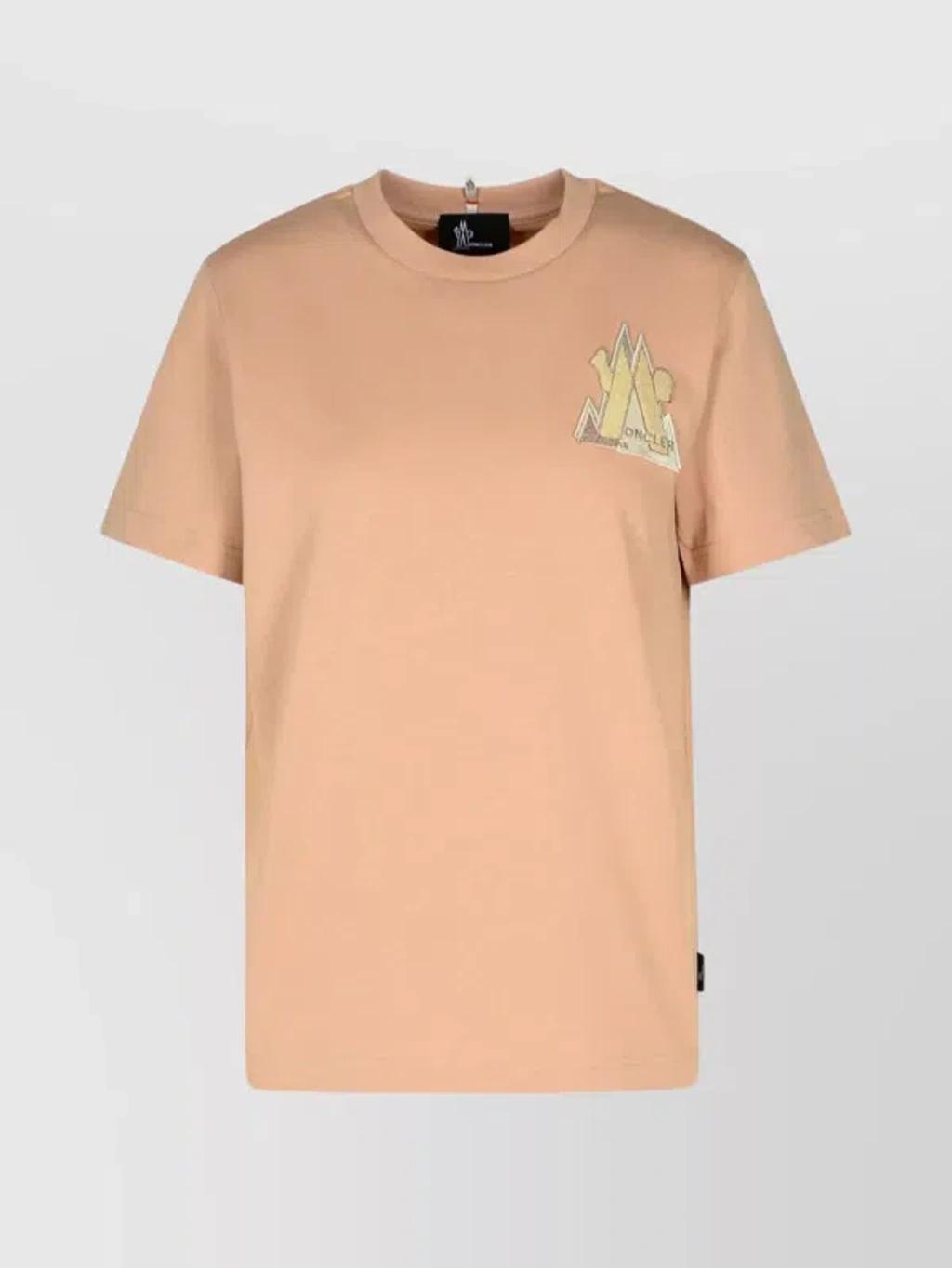 MONCLER Cotton T-shirt Graphic Print In Pink Product Image