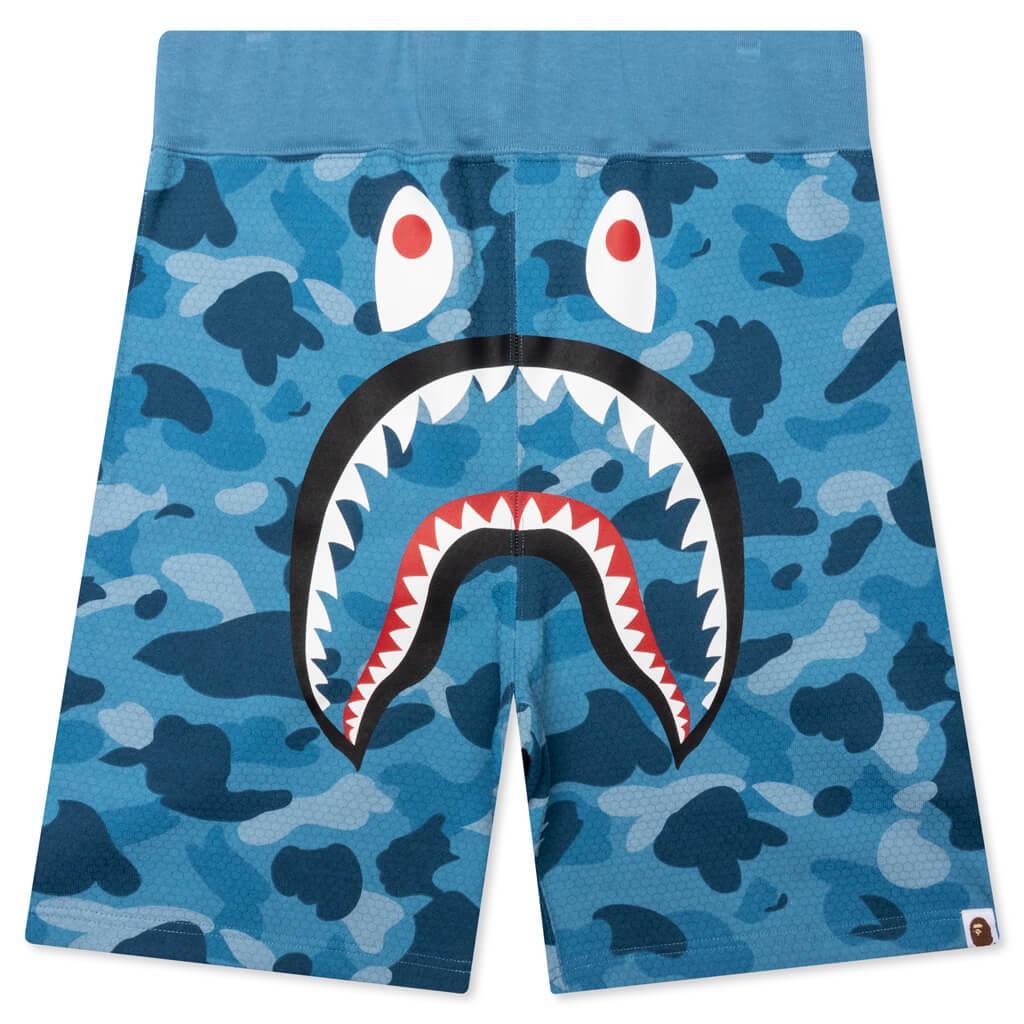 Honeycomb Camo Shark Sweat Shorts - Blue Male Product Image