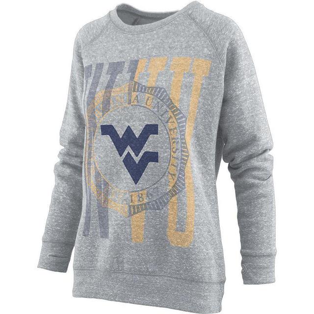 Womens Pressbox Heather Gray West Virginia Mountaineers Knobi Raglan Pullover Sweatshirt Product Image