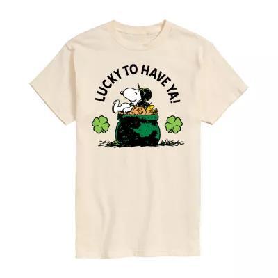 Juniors Womens Crew Neck Short Sleeve Peanuts Snoopy Graphic T-Shirt Product Image