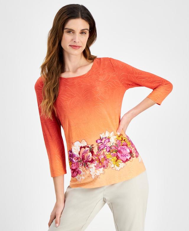 Women's Printed 3/4-Sleeve Top, Created for Macy's Product Image