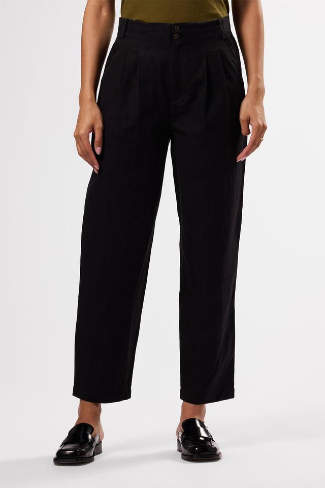 Larisa Cotton Linen Pant - Black Product Image