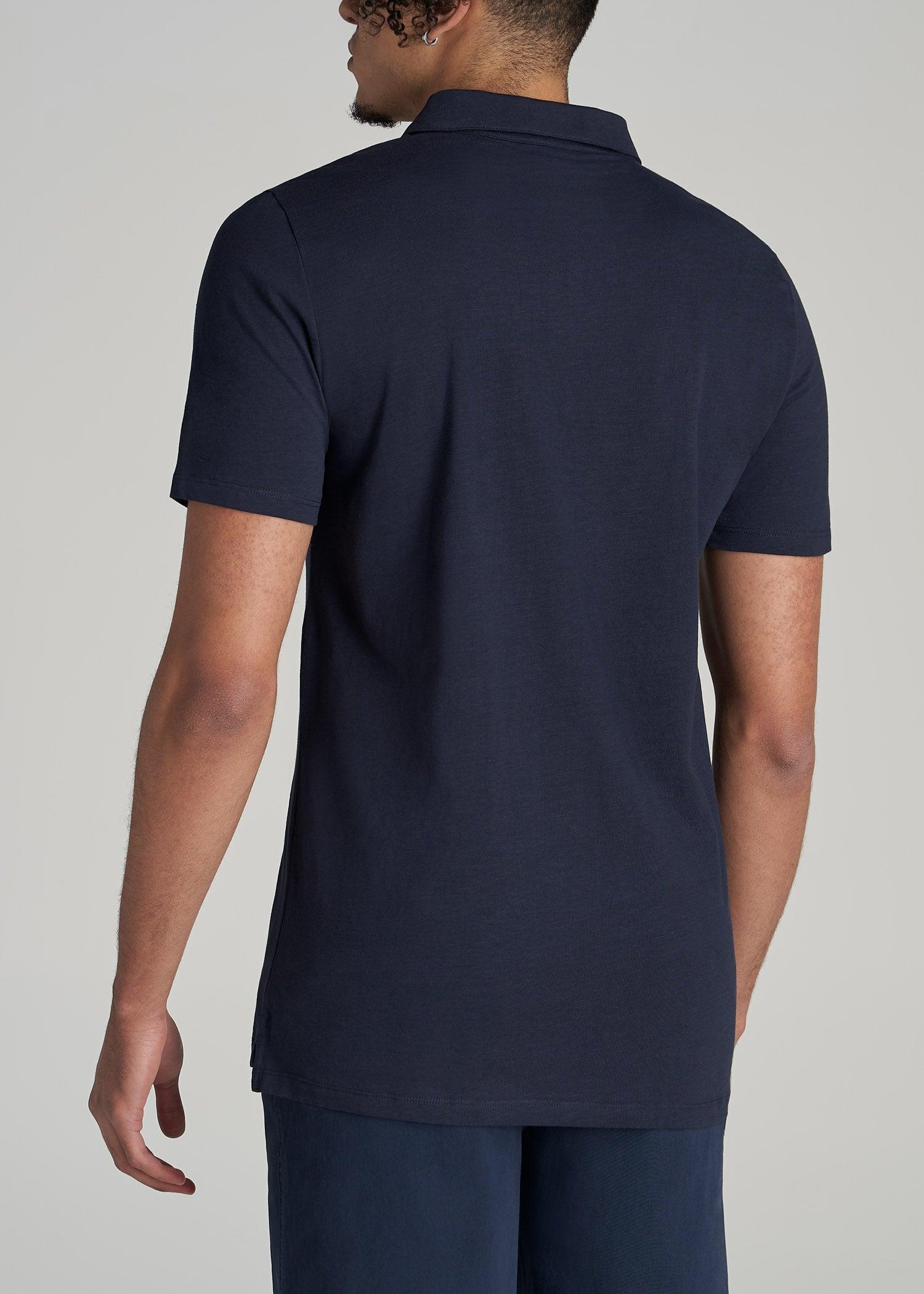 Slub Self Collar Tall Polo Shirt in Navy Male Product Image