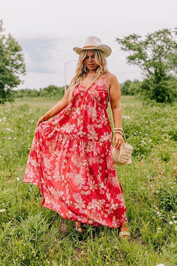 Beachside Bliss Maxi Dress in Red Curves Product Image