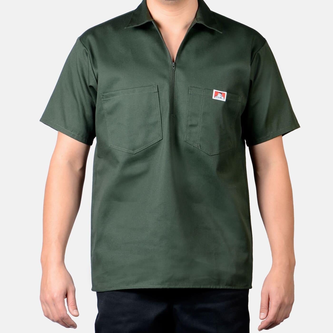 Short Sleeve Solid 1/2 Zip Shirt - Olive Product Image