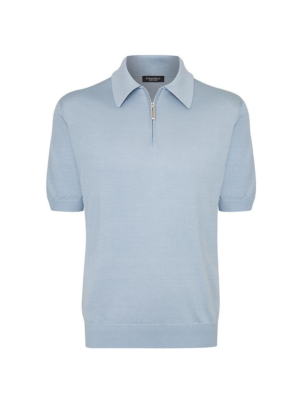 Mens Silk and Crocodile Zip Polo Shirt Product Image