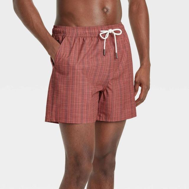 Mens 5 Striped Swim Shorts - Goodfellow & Co Dark Red Product Image